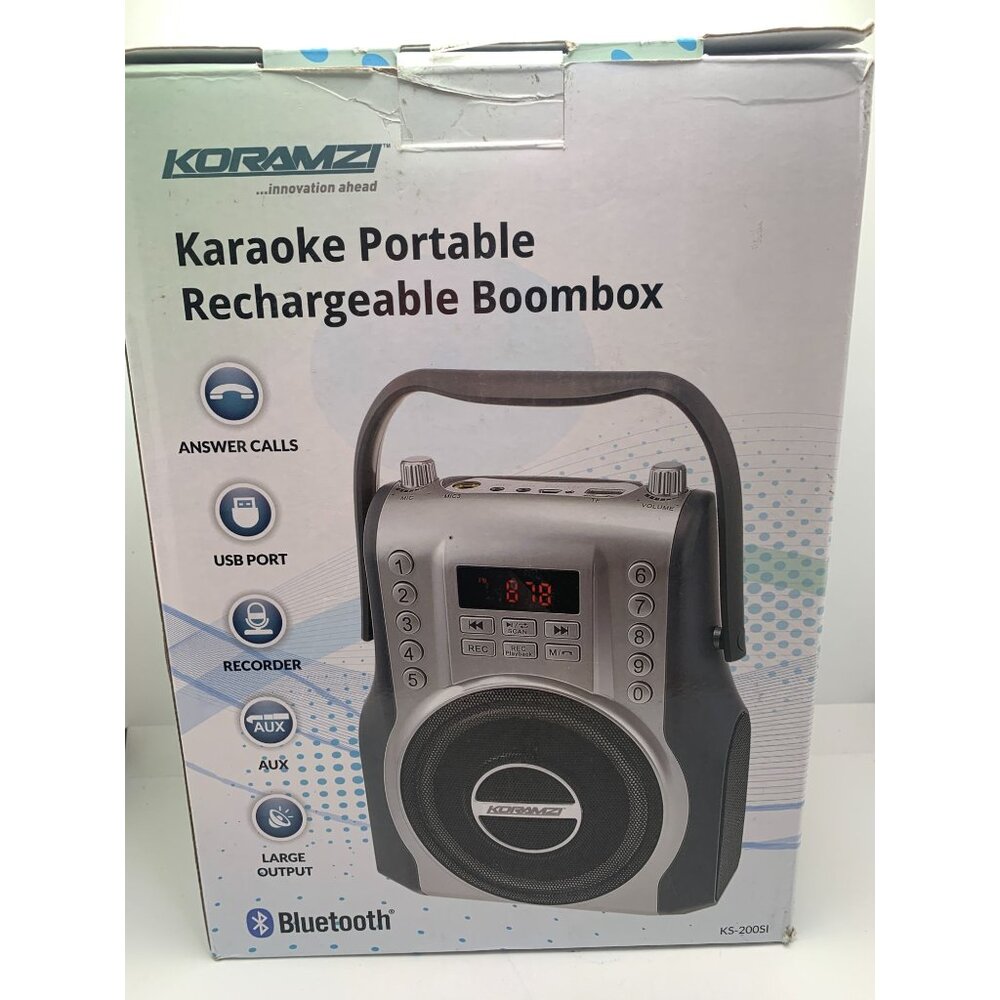 Koramzi Karaoke Portable Rechargeable Boombox Bluetooth USB AUX Microphone KS-20
